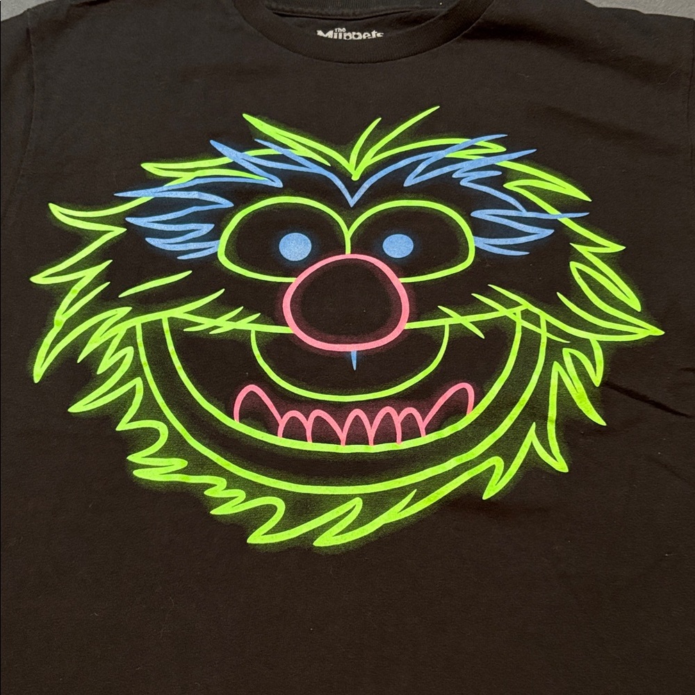 Disney Muppets Animal Neon Face Graphic Tee Black Size Large - Picture 3 of 7